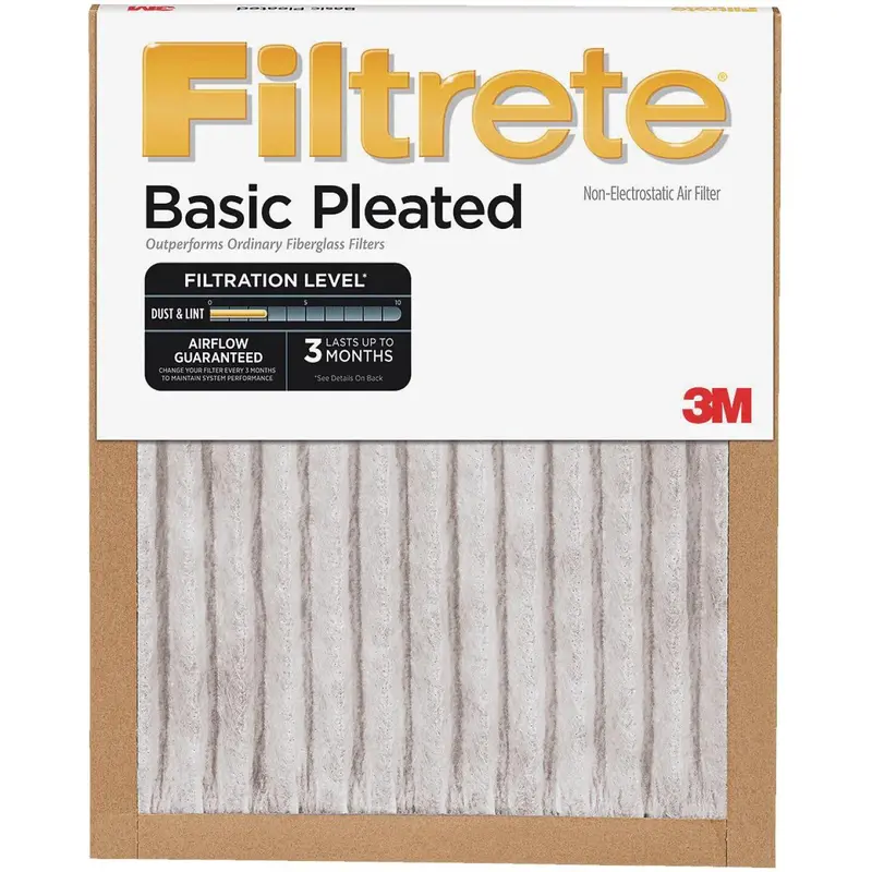 3M Filtrete Basic Pleated Furnace Filter – 25" × 25" × 1", 250 Mpr Rating 1