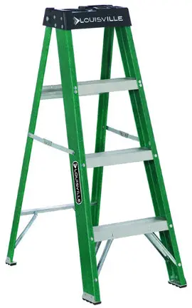 8-Foot Green Fiberglass Step Ladder 1