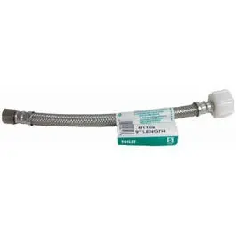 9-Inch Braided Stainless Steel Toilet Supply Line — 3/8-Inch Compression To 7/8-Inch Ballcock Thread 1