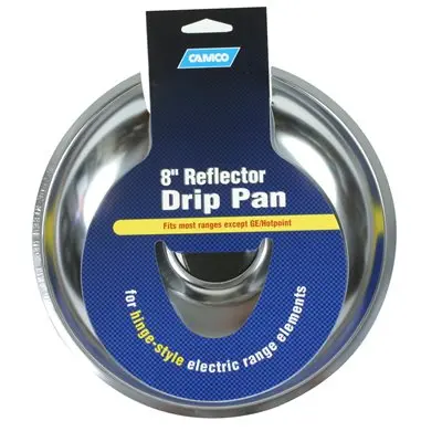 Camco 8-Inch Chrome Universal Electric Drip Pan With Bilingual Labeling 1