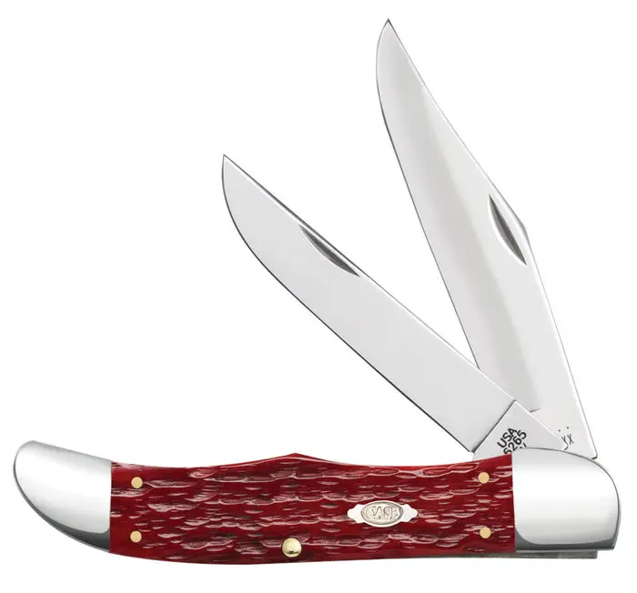 Case Folding Hunter With Dark Red Bone Peach Seed Jig Handles – Includes Sheath 1