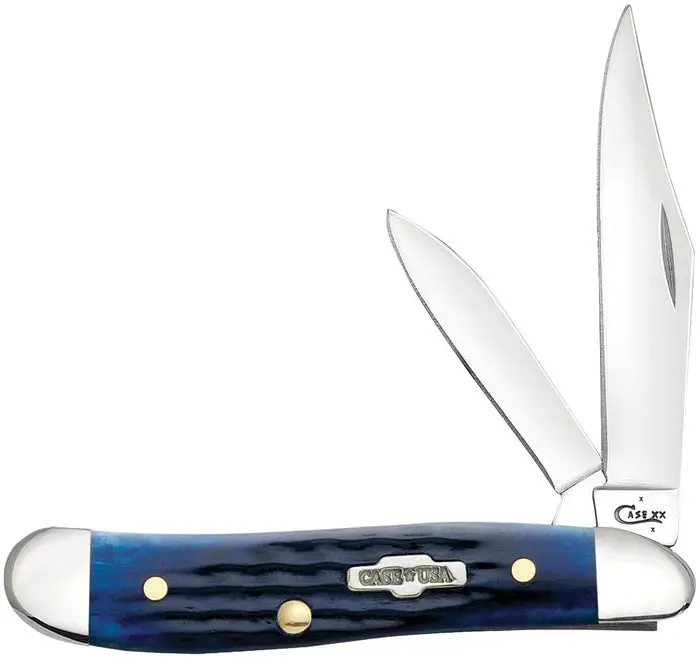Case Rogers Corn Cob Jig Pocket Knife – Blue Bone Handle, Peanut Pattern 1