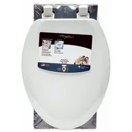 Elongated Molded Wood Toilet Seat With Sta-Tite™ Fastening & Easy-Clean Hinge, White 1