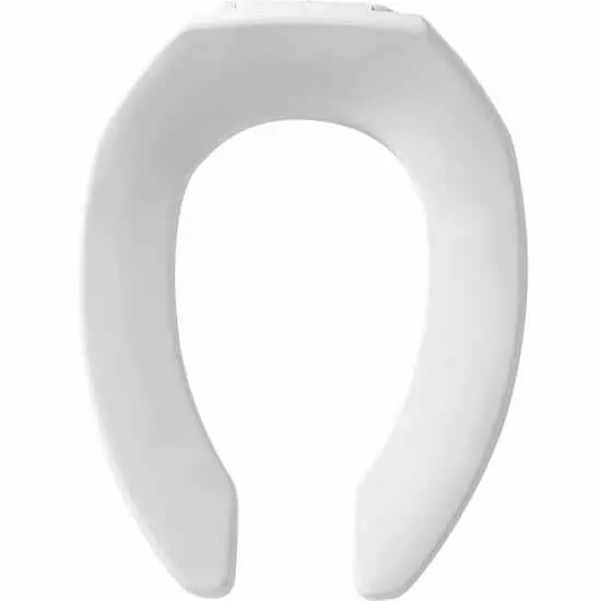Mayfair Elongated Open-Front Commercial Toilet Seat – White Plastic, No Cover Included 1