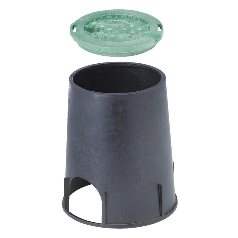 National Diversified 7-Inch Valve Box – Round, Black & Green With Lid 1