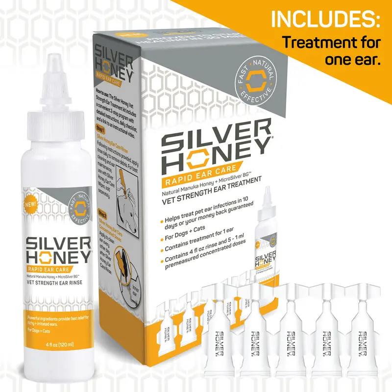 Silver Honey Rapid Ear Care – Vet-Formulated Ear Treatment For Dogs 1