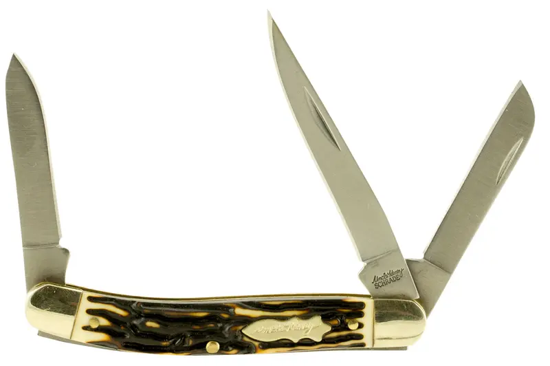 Uncle Henry 897Uh Premium Folding Knife – Stainless Steel Clip Point/Sheepsfoot/Spray Blade With Staglon Handle And Nickel Silver Bolsters 1
