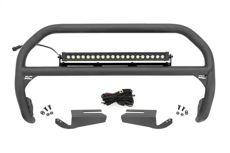 Rough Country Nudge Bar With Drl – 20-Inch Black Steel Front Bumper Guard 1